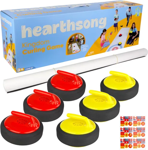 Vista 2 de HearthSong Curling Zone - Juego de rizadores flotantes con pilas para interiores - Divertido juego familiar para niños y adultos - 6 piedras rizadas