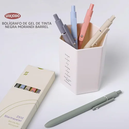 Vista 6 de UIXJODO Bolígrafos de gel, 10 piezas de 0,5 mm, bolígrafos de tinta negra de punta fina de escritura suave, bolígrafos retráctiles de la serie