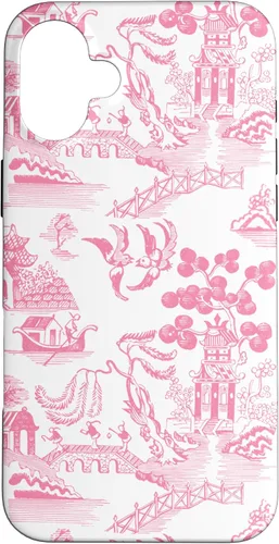 Vista 23 de Preppy Pink Willow Pattern Chinoiserie Toile Case for iPhone 17