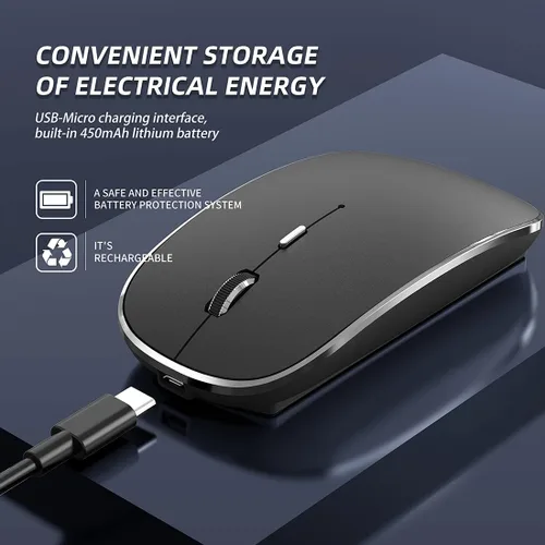 Vista 3 de Halpilt Ratón Inalámbrico Recargable Portátil Silencioso USB-A y Tipo C Modo Dual Ratón Inalámbrico 3 DPI Ajustables para Laptop, Mac, Android, PC