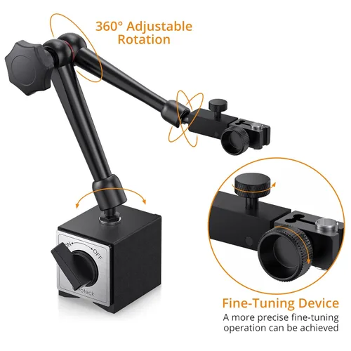 Vista 5 de Neoteck Soporte de base magnética de 176 lbs/80 kg + juego de indicadores de dial de 1 pulgada