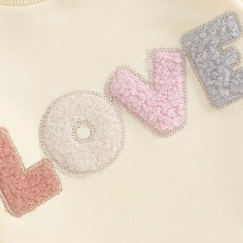 Vista 5 de Ropa para el día de San Valentín para bebés, niños y niñas, con bordado de amor, de manga larga, para otoño e invierno