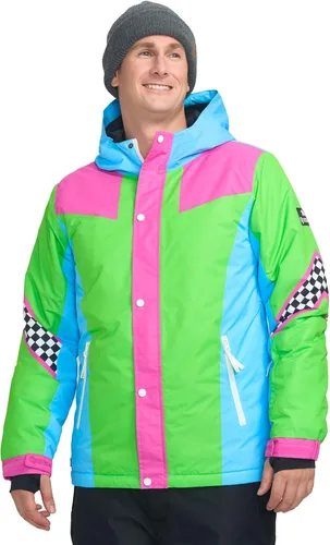 Vista 8 de Tipsy Elves Chaquetas de esquí para hombre - Divertidas y coloridas prendas de esquí con capucha impermeables para adultos