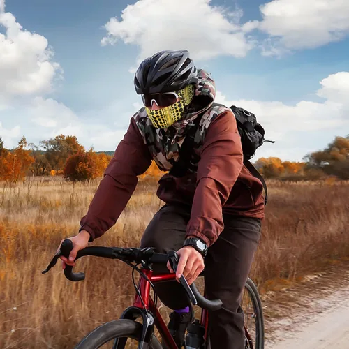 Vista 6 de Achiou - Pasamontañas, máscara facial, para hombres o mujeres, máscara de cara completa con capucha, para nieve, motocicleta, correr, clima frío