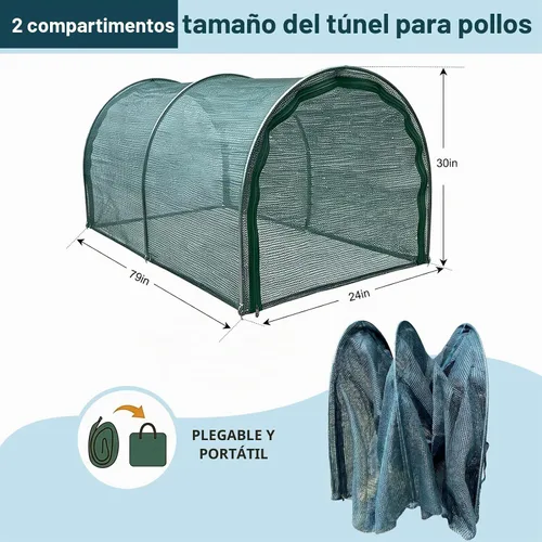 Vista 2 de Túnel portátil plegable sin montaje para patio de 79 x 30 x 24 pulgadas