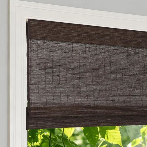 Vista 14 de Persianas romanas de bambú sin cordón, persianas opacas personalizadas, persianas de bambú natural tejidas para ventanas, puerta de vidrio Beige