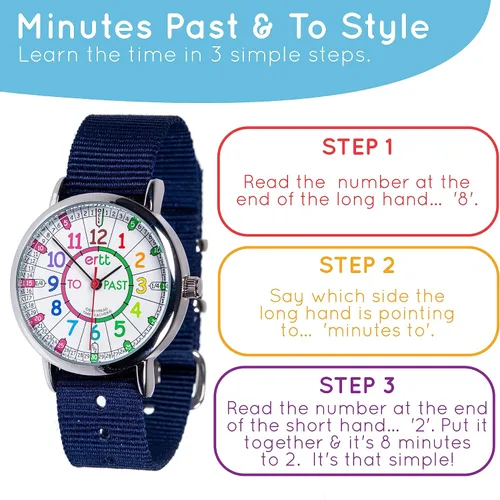 Vista 3 de EasyRead Time Teacher - Reloj analógico de enseñanza para niños, aprende a decir la hora, reloj de profesor de 3 pasos, esfera fácil de leer
