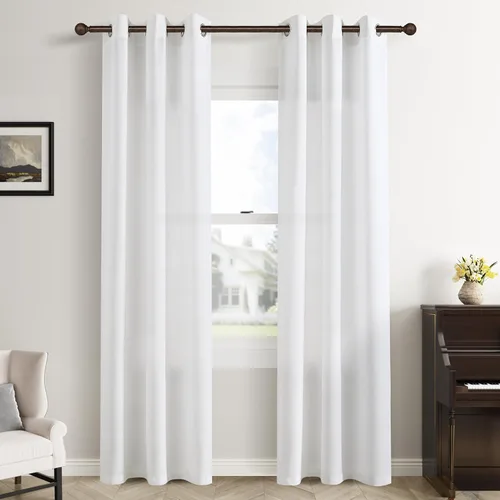 Vista 48 de Cortinas de lino negro para dormitorio y sala de estar de 84 pulgadas de largo, juego de 2 paneles, para habitación de niños, filtro de luz
