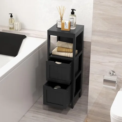 Vista 2 de Giantex Organizador de baño y armario de almacenamiento, soporte organizador de almacenamiento con 2 cajones extraíbles, dispositivo anti-caída