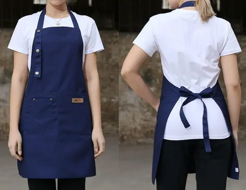 Vista 3 de Delantal personalizado para hombres y mujeres, delantales de lona de cocina personalizados con bolsillos, nombre, texto, logotipo, imagen
