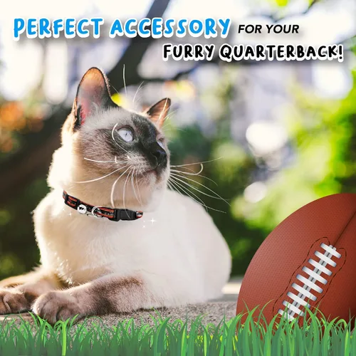 Vista 6 de Collar de gato NFL Arizona Cardinals de raso Collar de equipo de fútbol americano para perros y gatos. Un collar de gato brillante y colorido