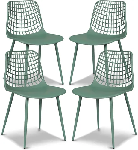 Vista 18 de Poly & BARK Isla - Juego de 4 sillas de cocina modernas, sillas de comedor de plástico con patas de metal, montaje rápido, sillas simples de café