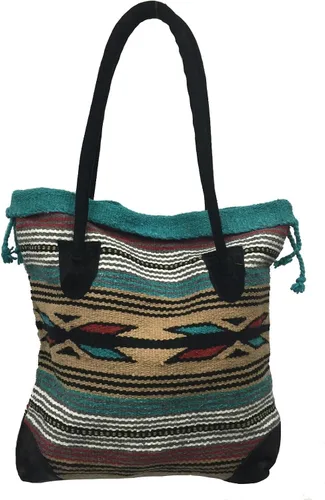 Vista 2 de Monterrey - Bolso de mano para mujer, tejido a mano, con estampado azteca del suroeste, asas G, Diseño G