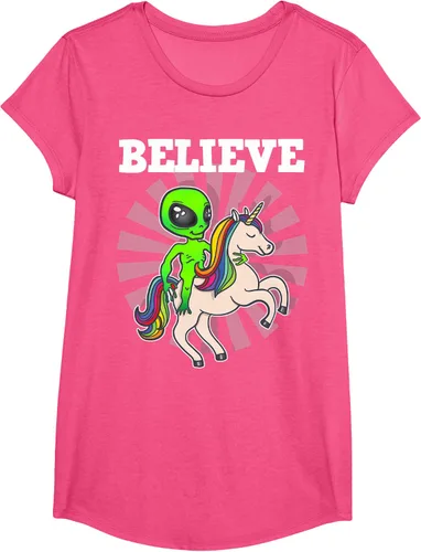 Vista 18 de Believe Space Alien Riding Unicorn - Camiseta de regalo divertida, Negro, S