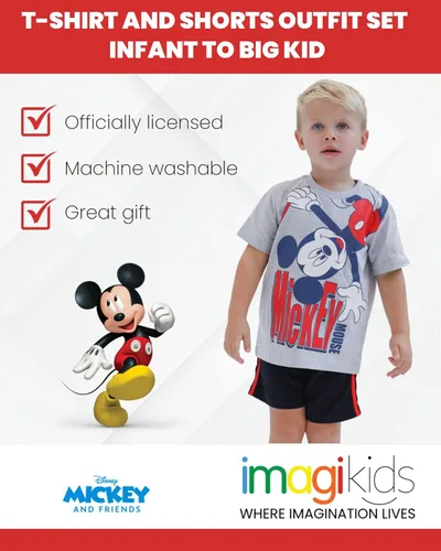 Vista 3 de Disney- Camisa de manga corta y pantalones cortos de malla de Mickey Mouse