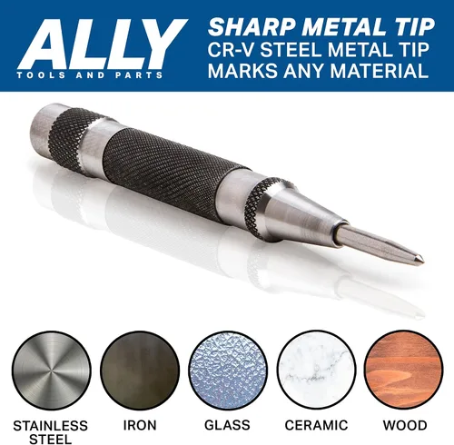 Vista 5 de ALLY Tools - Perforadora central automática resistente con acero endurecido, 2 unidades de punzón central automático de alta calidad