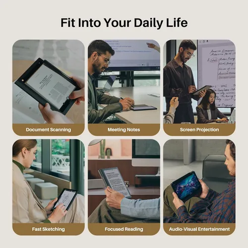 Vista 8 de HUION Note E - Cuaderno digital con bolígrafo magnético sin batería, bloc de notas de 8.4 pulgadas para reuniones, pantalla antirreflejo, tableta