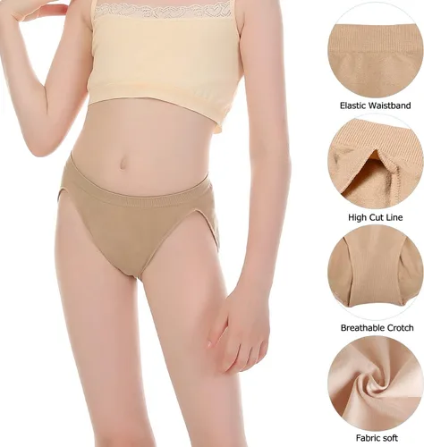 Vista 4 de Nude Ballet Dance Briefs for Women and Girls, Professional Beige High Cut Girls Dance underwear Gymnastics Panties
