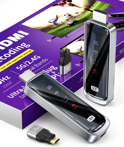 Vista 10 de Transmisor y receptor HDMI inalámbrico 328FT/100M, 4K Decodificación Plug & Play Portátil 5G+2.4G Adaptador de pantalla inalámbrico Kit extensor