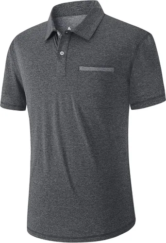 Vista 3 de ZITY Camisa de golf para hombre de manga corta, polo deportivo de malla