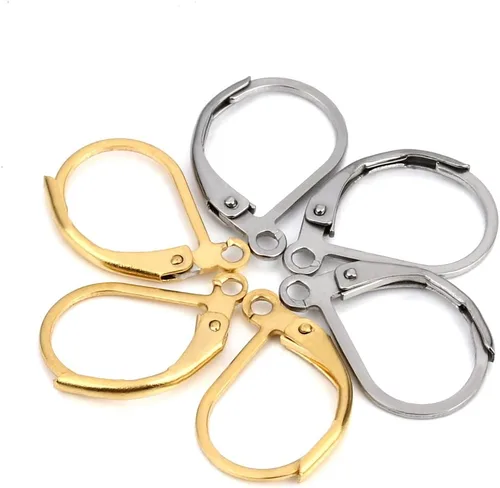 Vista 3 de Sturdy 316 Stainless Steel Lever Back Ear Wire Findings 11X16mm Gold Plated Pack of 20 Pieces