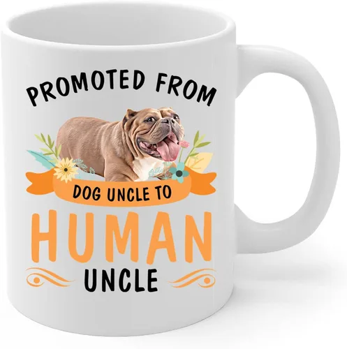 Vista 2 de Promoted from Red American Bully Dog Uncle to Human Uncle Coffee Mug White Ceramic Cup 11oz