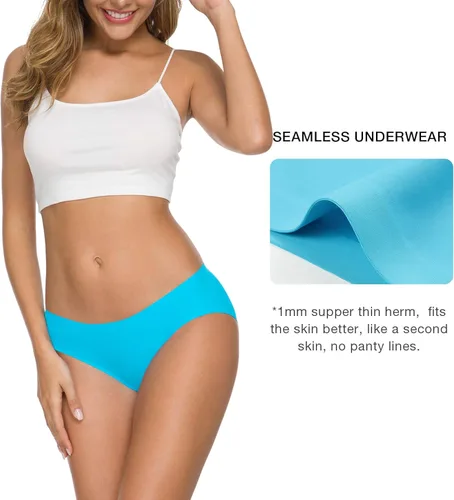 Vista 3 de Altheanray - Ropa interior sin costuras para mujer, ropa interior de bikini suave y elástica, paquete múltiple