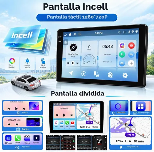 Vista 13 de [4+128G] Android 15 Radio de coche estéreo para Chevrolet Chevy Malibu 2009-2014 con CarPlay Android Auto, unidad de pantalla táctil de 9 pulgadas