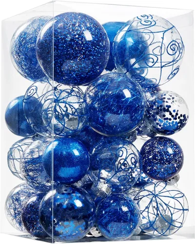 Vista 14 de Wironlst Adornos de bola de Navidad inastillables de plástico transparente grande, juego de bolas decorativas con relleno delicado