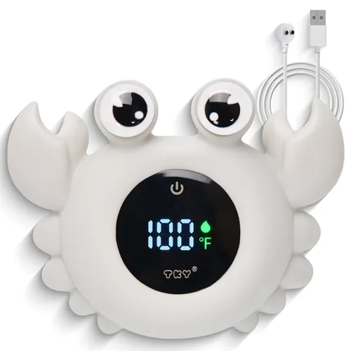 Vista 12 de Termómetro de baño para bebé, termómetro digital flotante de agua con pantalla LED y alertas de temperatura de color, juguete de baño recargable