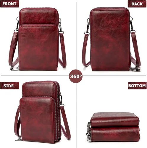 Vista 4 de Bolso chico en bandolera de mujer para celular, minicartera tarjetera monedero de manohombro