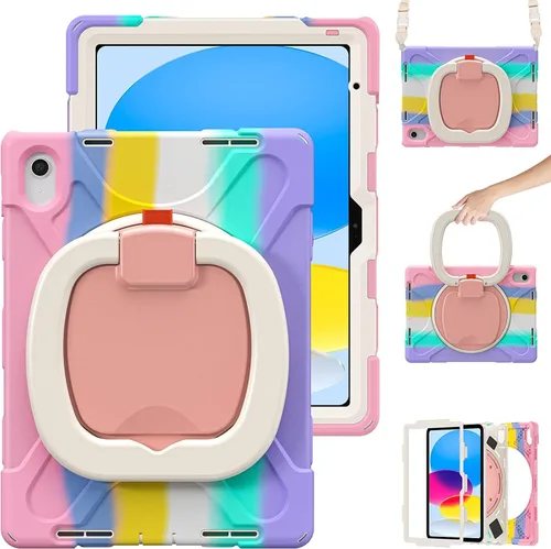 Vista 17 de Funda para iPad Air de 3ª generación – Funda resistente para niños con soporte giratorio, soporte para lápices y correa de transporte para iPad