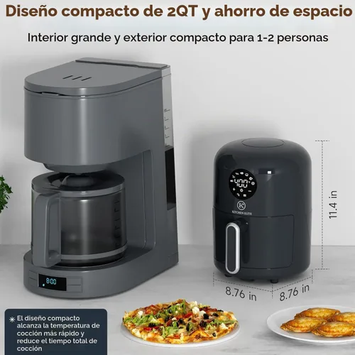 Vista 3 de Kitchen Elite® Freidora de aire compacta, freidora de aire digital pequeña 7 en 1, más del 90% menos aceite, cesta antiadherente y apta