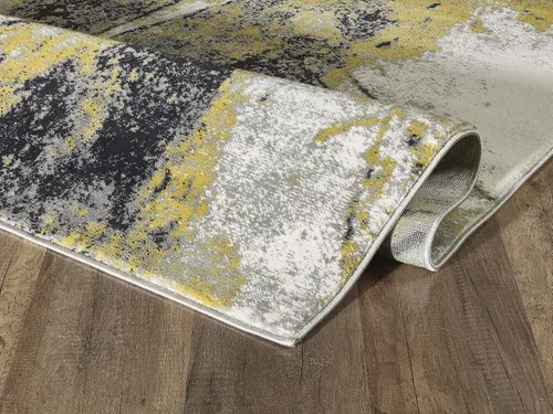Vista 6 de Abani Laguna Collection - Alfombra turca abstracta contemporánea, alfombra rectangular moderna de 3 x 5 pies, color gris y amarillo