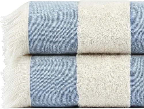 Vista 12 de Toalla de playa turca ligera, 100% algodón BCI, flecos crudos sin blanquear, certificado Oeko-TEX, absorbente, respetuosa con el medio ambiente, 36