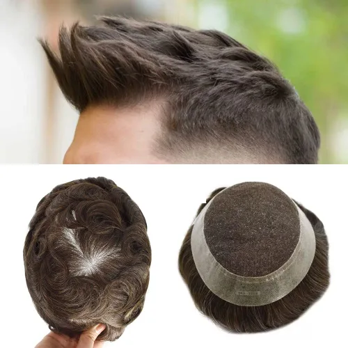 Vista 51 de Mens Toupee Hair Piece Real Cabello humano suave francés Encaje Toupee para hombres Sistema de reemplazo de cabello Hombres Hairpieces Hombres