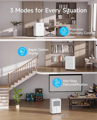 Vista 3 de 30 Pints Dehumidifier for Basement & Bathroom with Auto Defrost