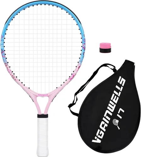 Vista 11 de Raqueta de tenis para niños de 17"-23" para edades de 2-9 años, ligera y duradera, incluye 1 raqueta de tenis para niños pequeños y 1 cintas