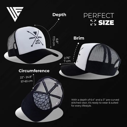 Vista 96 de Urban Effort Gorra trasera de malla, para hombres y mujeres, gorra de béisbol de 5 paneles, gran cierre a presión para caza y senderismo