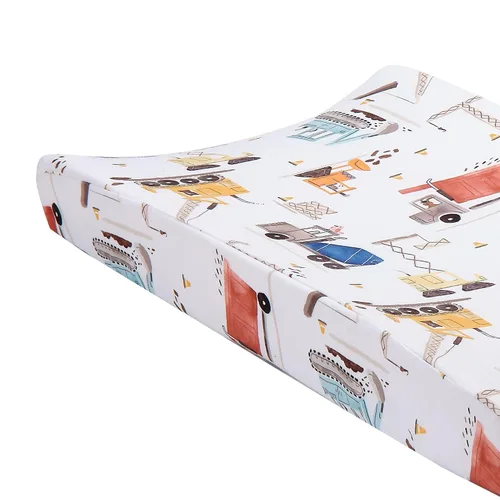 Vista 2 de Bedtime Originals Construction Zone - Funda para cambiador, color blanco/camiones