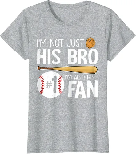 Vista 37 de Camiseta Baseball Brother I'm Not Just His Bro I'm His Number One Fan, Negro