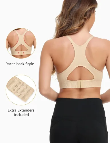 Vista 3 de Pumping Bra for Breastfeeding Supportive Workout Racerback Nursing & Maternity Bra Wirefree Yoga Sport Bra