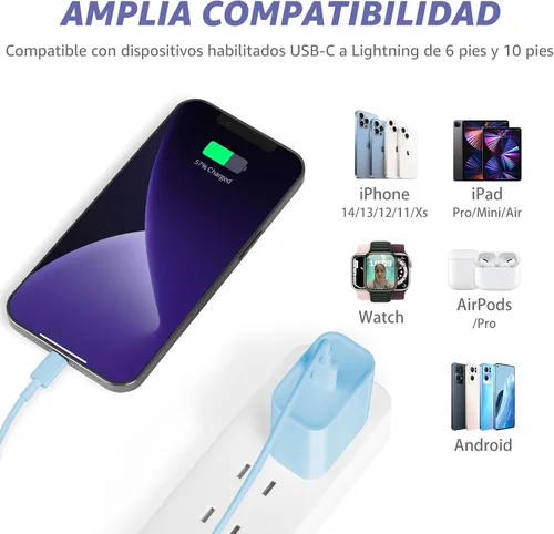 Vista 6 de Cargador para iPhone de carga rápida, paquete de 20 W, tipo C, bloque de carga rápida con [10 pies y 6 pies] USB C a cable Lightning compatible