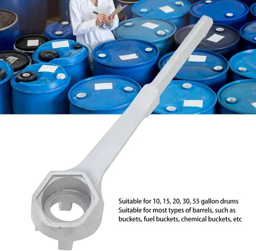 Vista 2 de Llave de aluminio de 10 pulgadas, herramienta universal para abridor de tapones de tambor de 10, 15, 20, 30, 55 galones, abridor de cubos