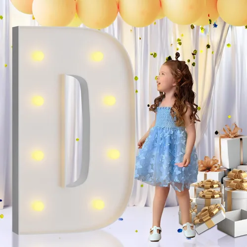 Vista 24 de IMPRSV Letras de mosaico iluminadas de marquesina, 4 pies para globos y fiestas, decoración de kit de arco