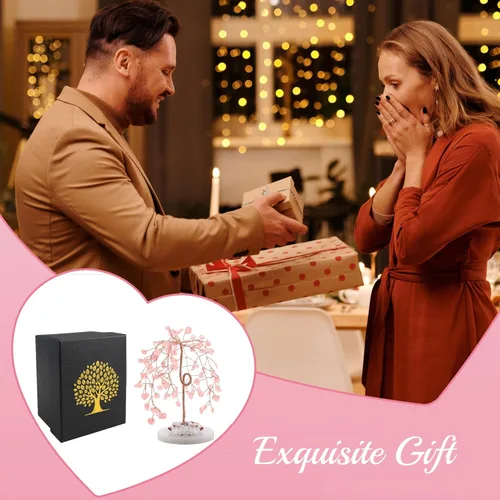 Vista 5 de ZHIYUXI Accesorios de escritorio rosa para decoración de oficina, cristales de cuarzo rosa, regalos para hombres y mujeres, piedras preciosas
