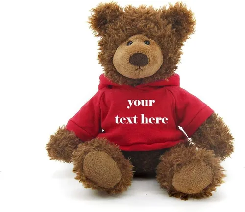Vista 3 de Plushland Oso Frankie marrón de 12 pulgadas, regalo personalizado de animal de peluche, gran regalo para el día de la madre, día de San Valentín