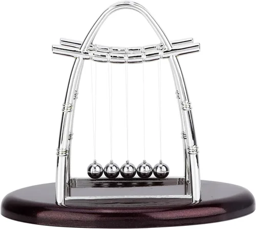 Vista 6 de Bolas de equilibrio clásicas Newton Cradle 5 bolas de acero de péndulo Ulum para oficina y educación escolar Newton bolas de cojinete oscilante (S)