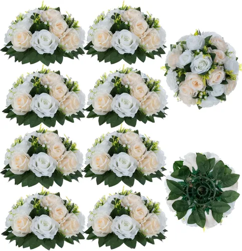 Vista 45 de BLOSMON Bolas de Flores para Bodas, Centros de Mesa de Rosas, 2 Piezas, Flores Artificiales Negras, Bolas Florales Colgantes, Decoración de Arreglos