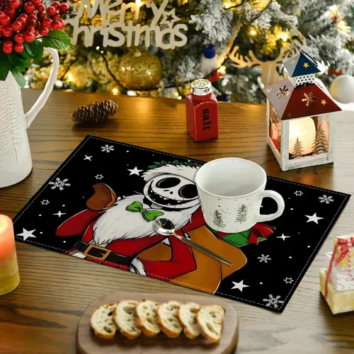 Vista 3 de Manteles individuales de Navidad, manteles de mesa de Halloween, decoración de Navidad para fiesta en el hogar
